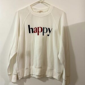 Z Supply White Ribbed  fleece Sweatshirt